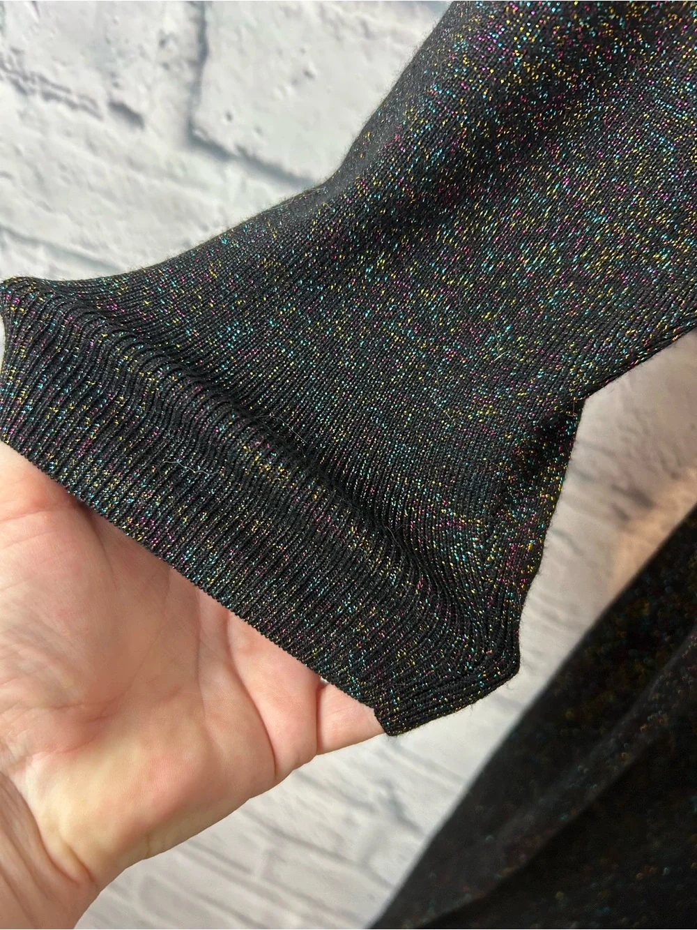 Torrid Size 2 /2X Crew Midi Dress Black Rainbow Metallic Knit Bodycon Long Sleev